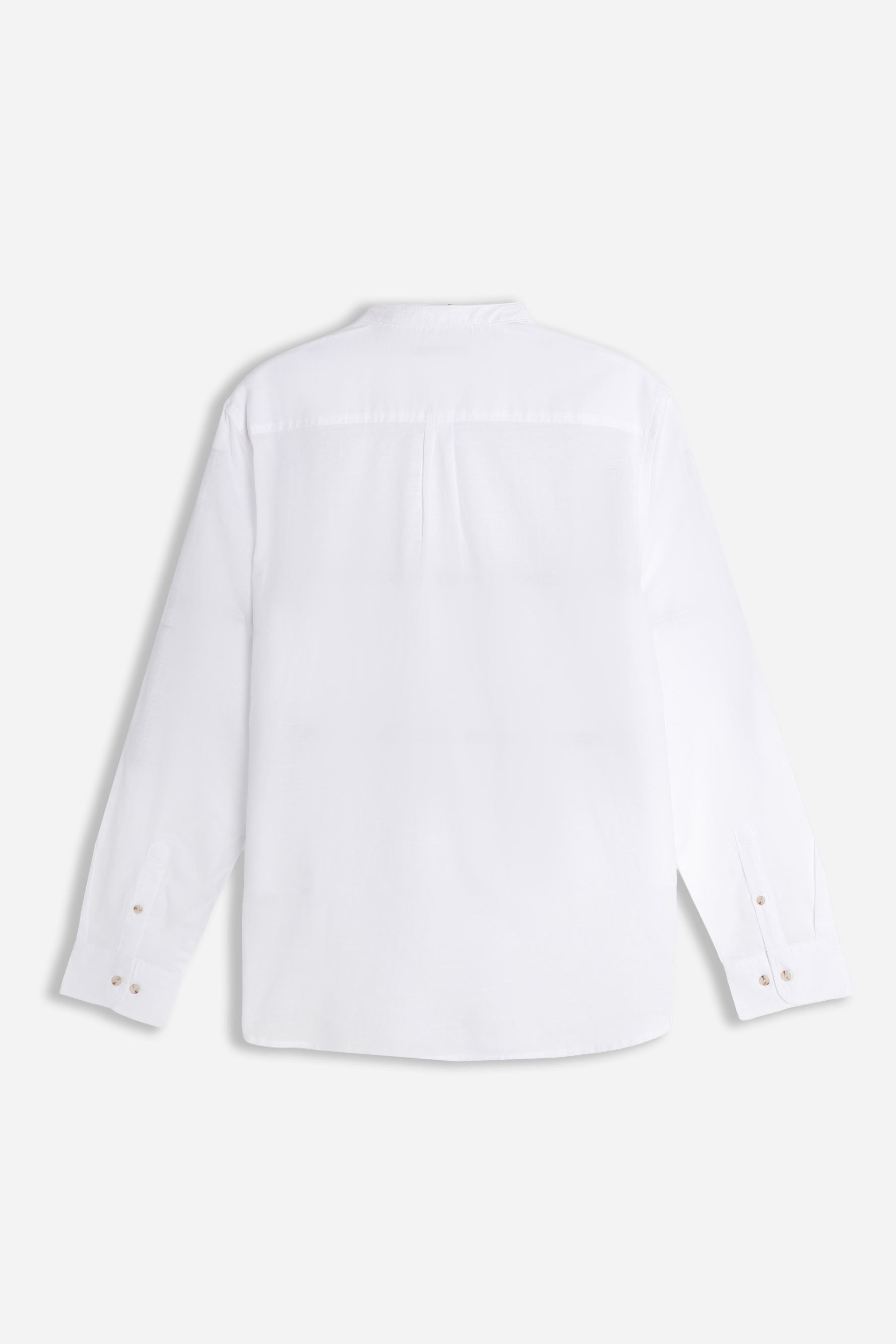 CAMICIA COLLO COREANO COTONE SLUB BIANCO