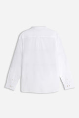 CAMICIA COLLO COREANO COTONE SLUB BIANCO