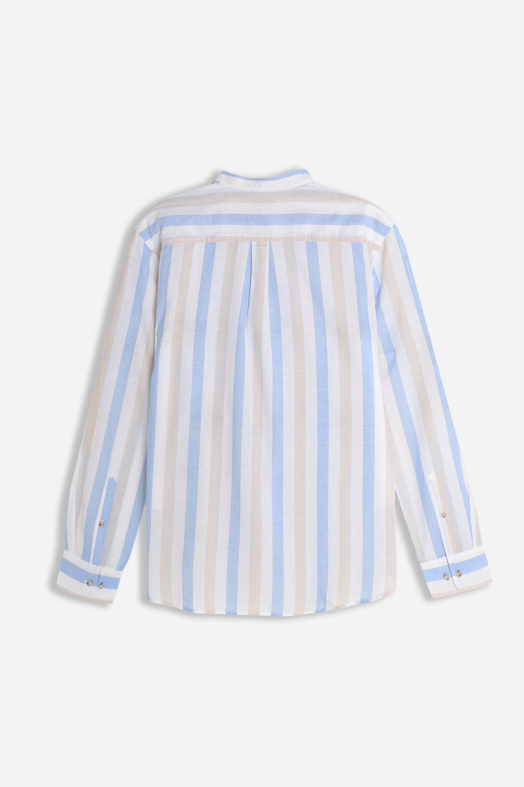 CAMICIA COLLO COREANO COTONE SLUB F AZZURRO