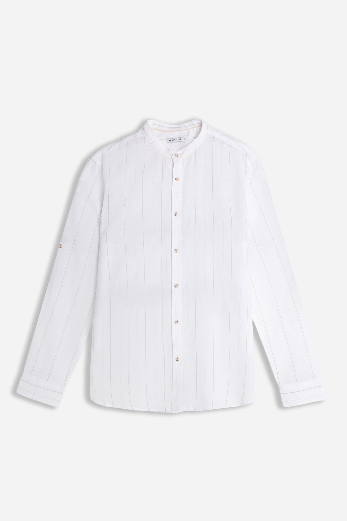 CAMICIA COLLO COREANO COTONE SLUB BEIGE