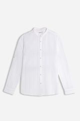 CAMICIA COLLO COREANO COTONE SLUB BEIGE