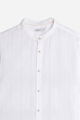 CAMICIA COLLO COREANO COTONE SLUB BEIGE