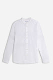 CAMICIA COLLO COREANO COTONE SLUB BLU