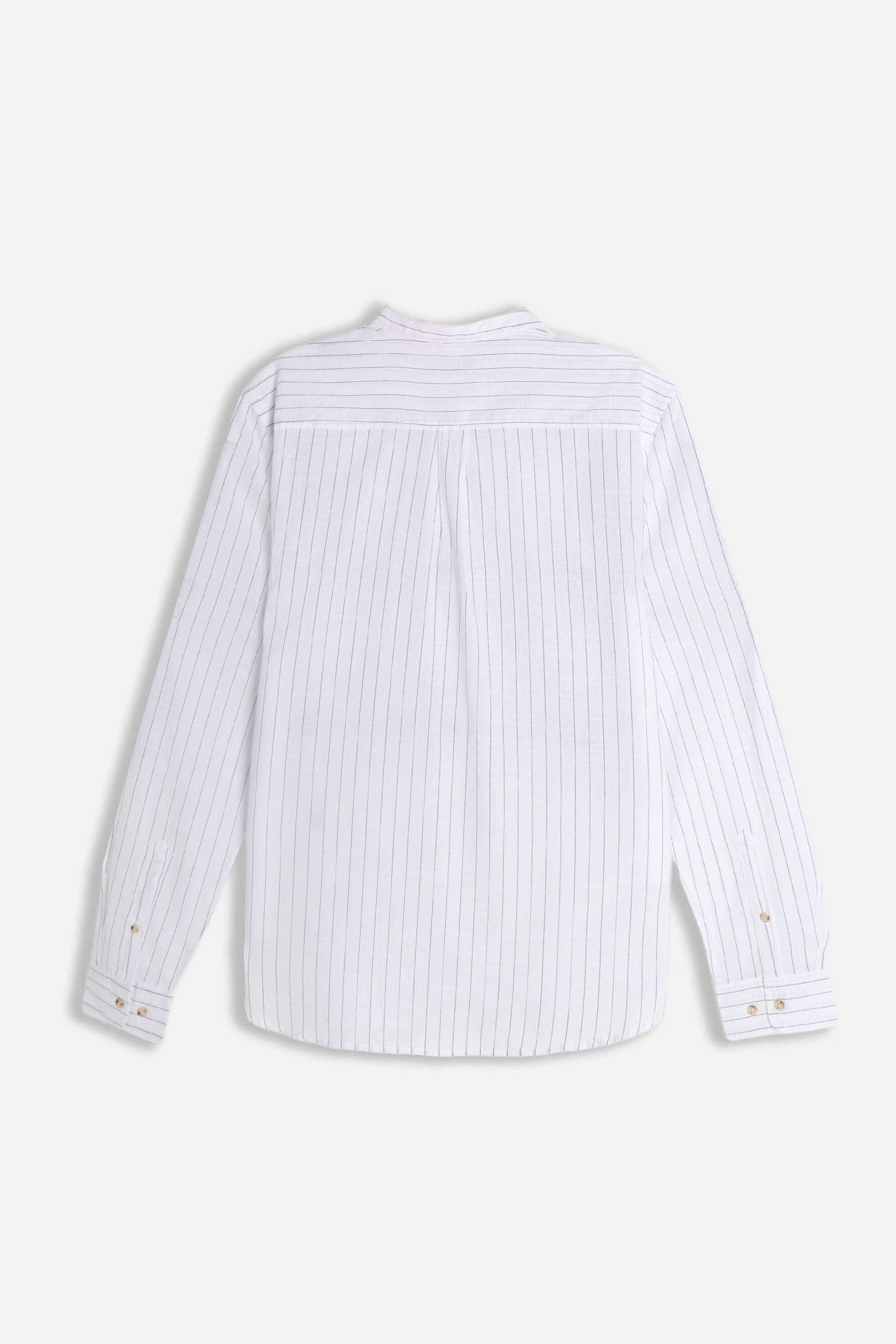 CAMICIA COLLO COREANO COTONE SLUB BLU