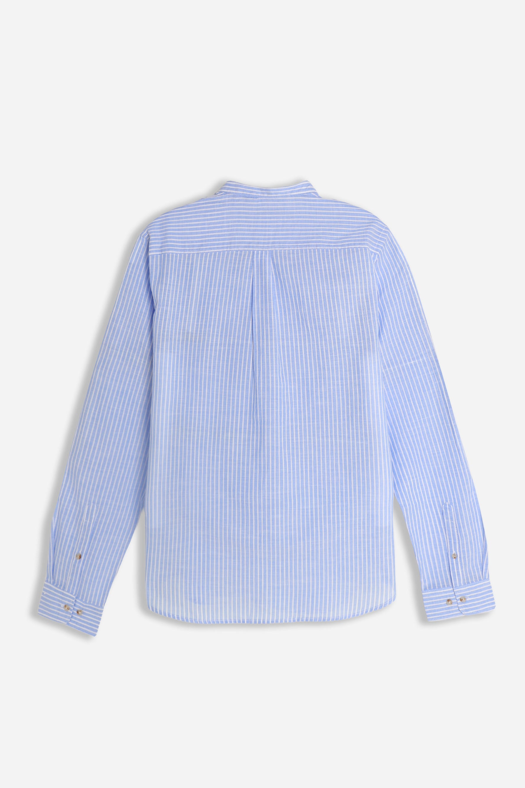 CAMICIA COLLO COREANO COTONE SLUB  CELESTE