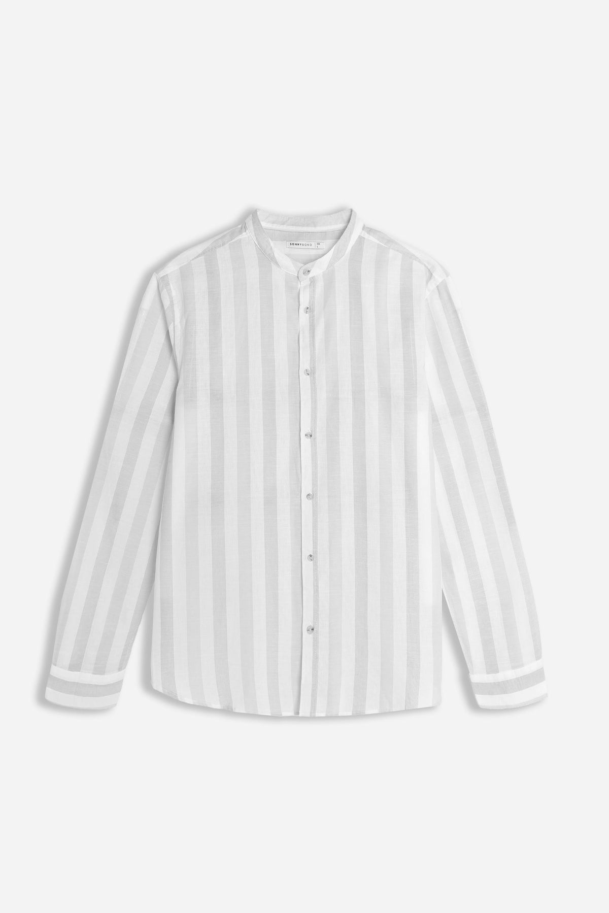 CAMICIA COLLO COREANO COTONE SLUB GRIGIO