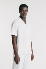 CAMICIA COLLO BOWLING IN SLUB BIANCO