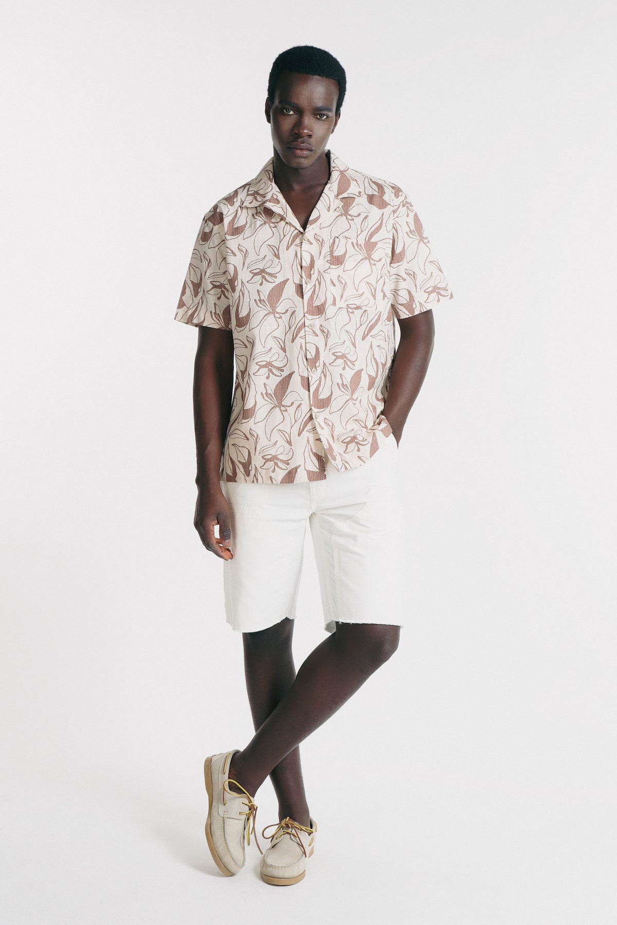 CAMICIA COLLO BOWLING IN SLUB F-BEIGE