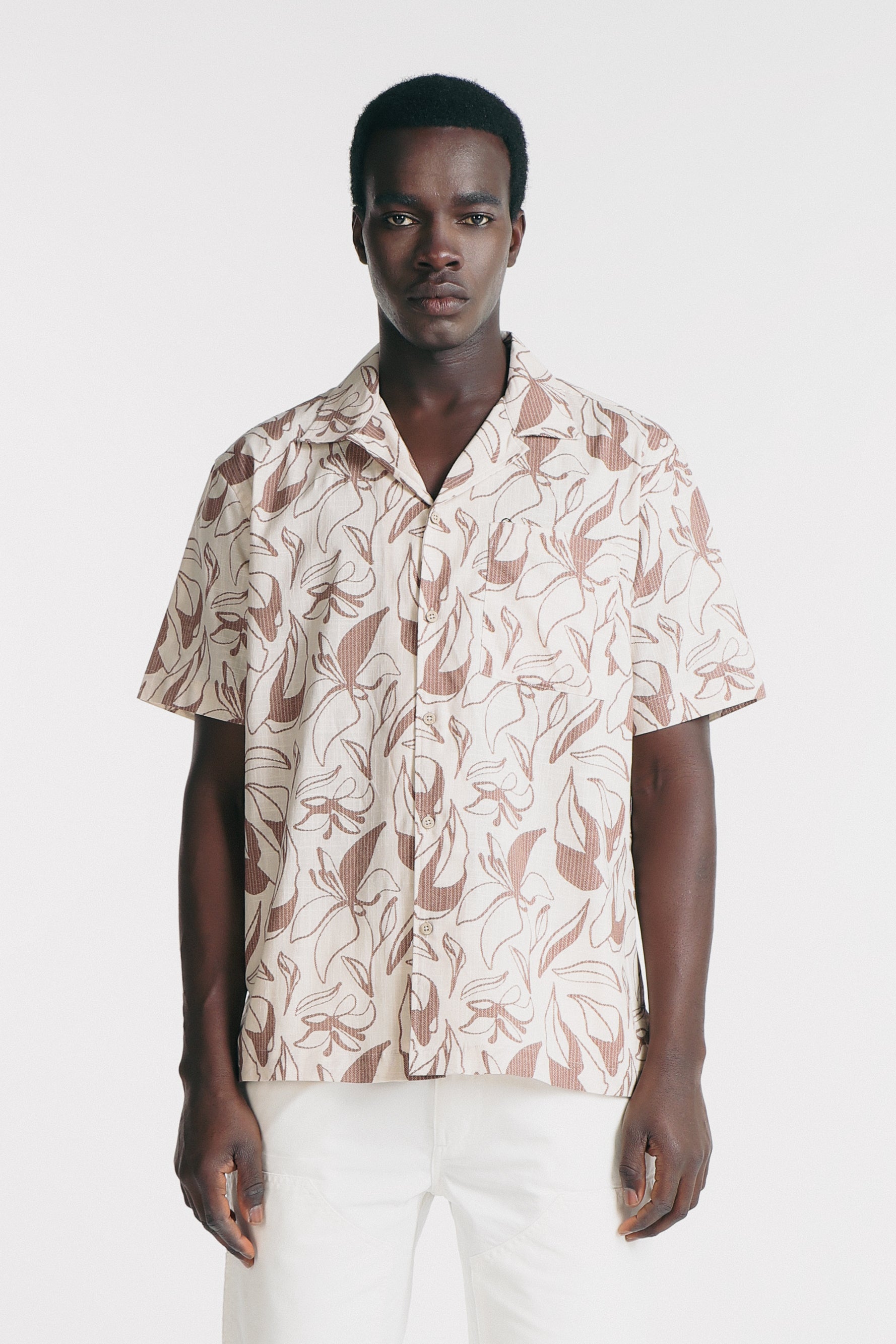 CAMICIA COLLO BOWLING IN SLUB F-BEIGE