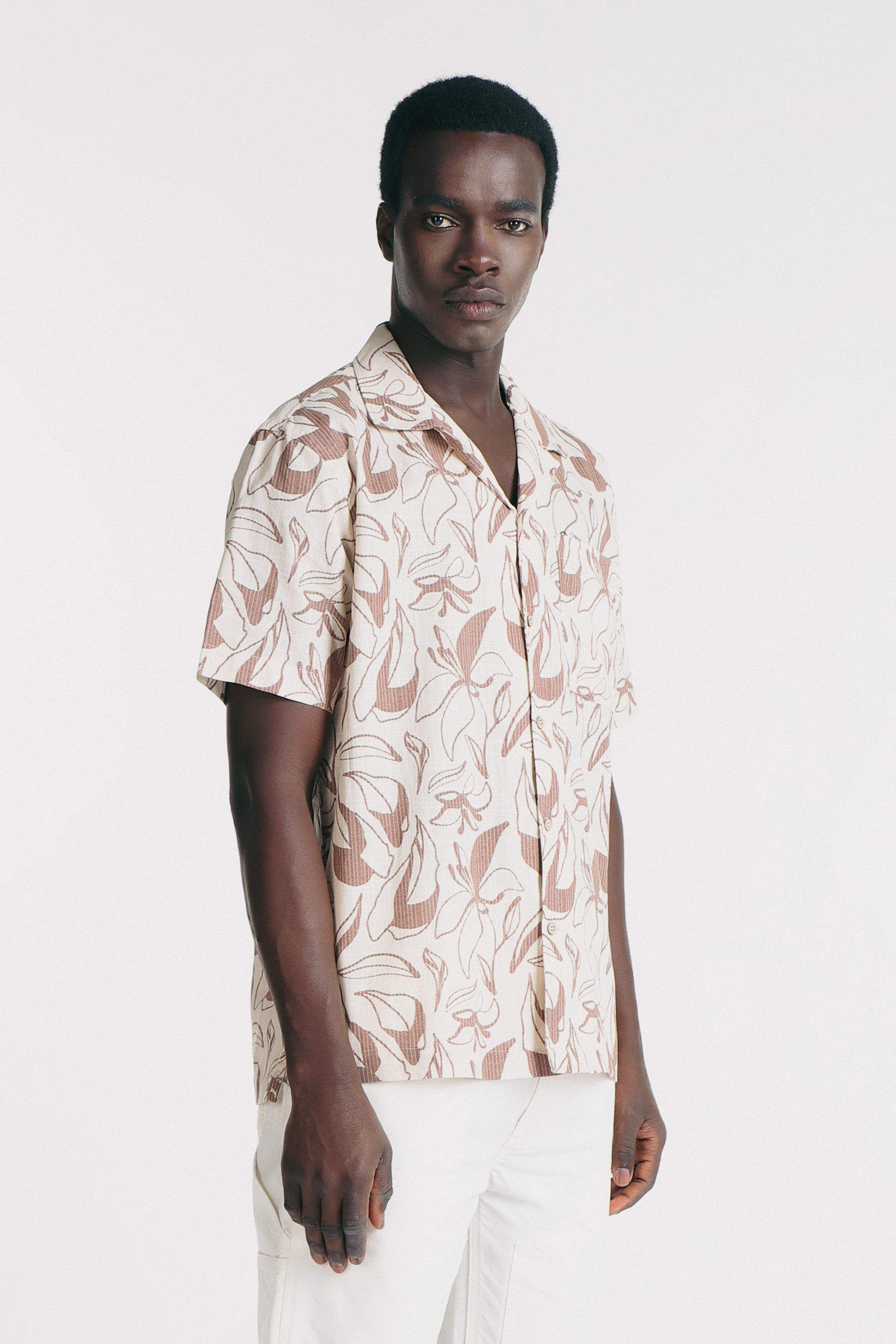 CAMICIA COLLO BOWLING IN SLUB F-BEIGE