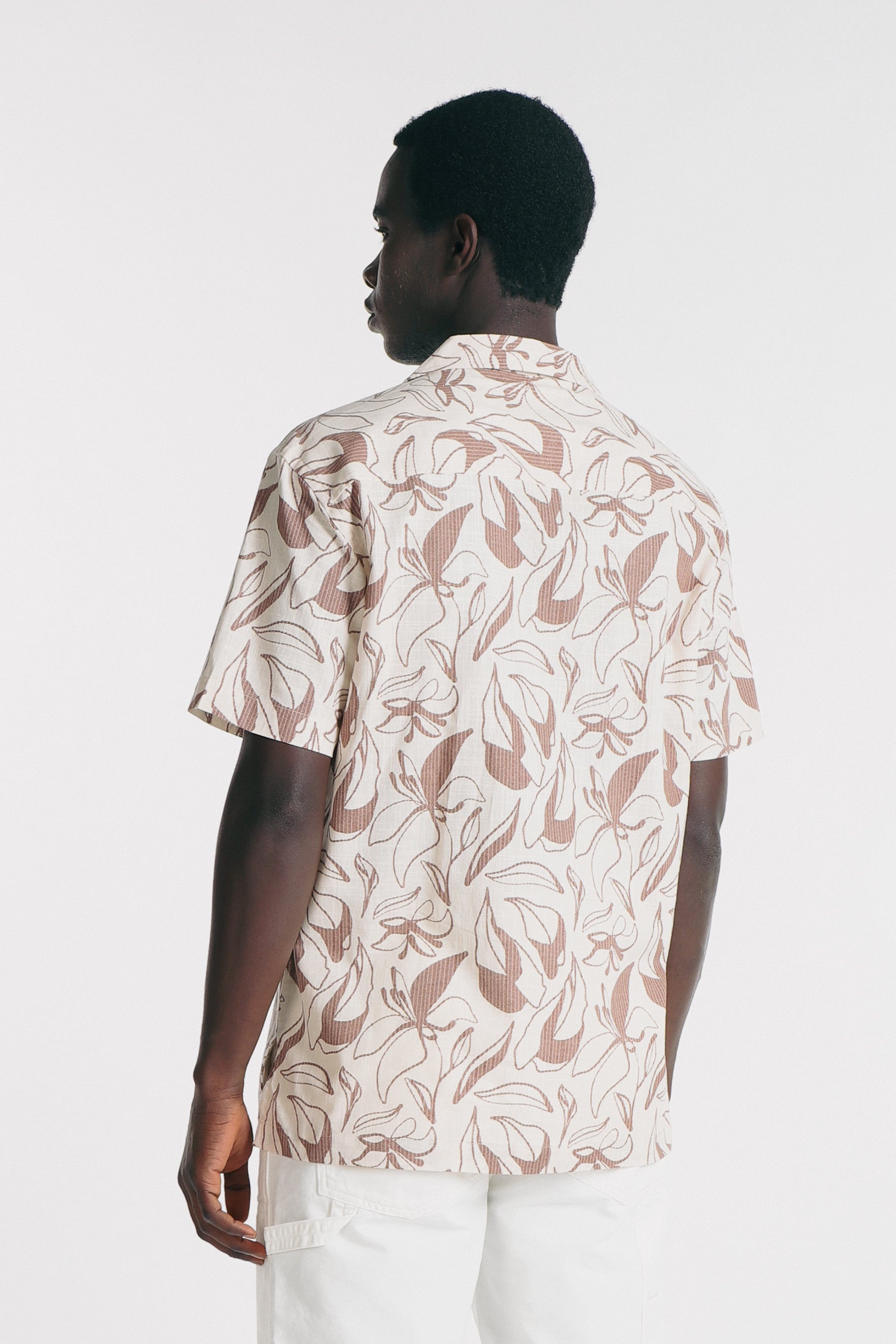 CAMICIA COLLO BOWLING IN SLUB F-BEIGE