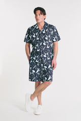 CAMICIA COLLO BOWLING IN SLUB M BLEU