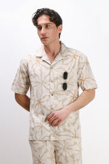 CAMICIA COLLO BOWLING MEZZA MANICA CON TASCHINO BEIGE