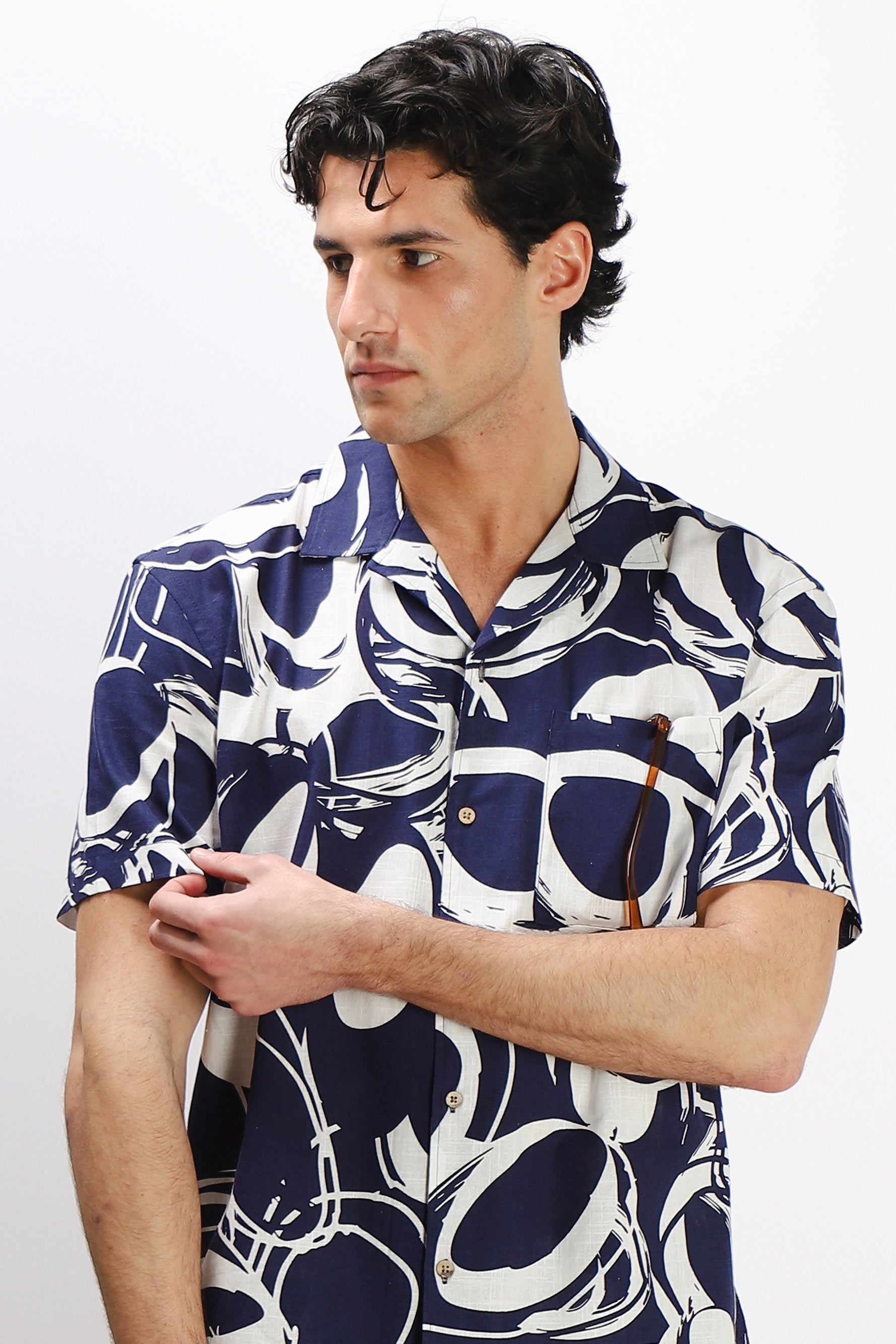 CAMICIA COLLO BOWLING MEZZA MANICA CON TASCHINO BLUETTE