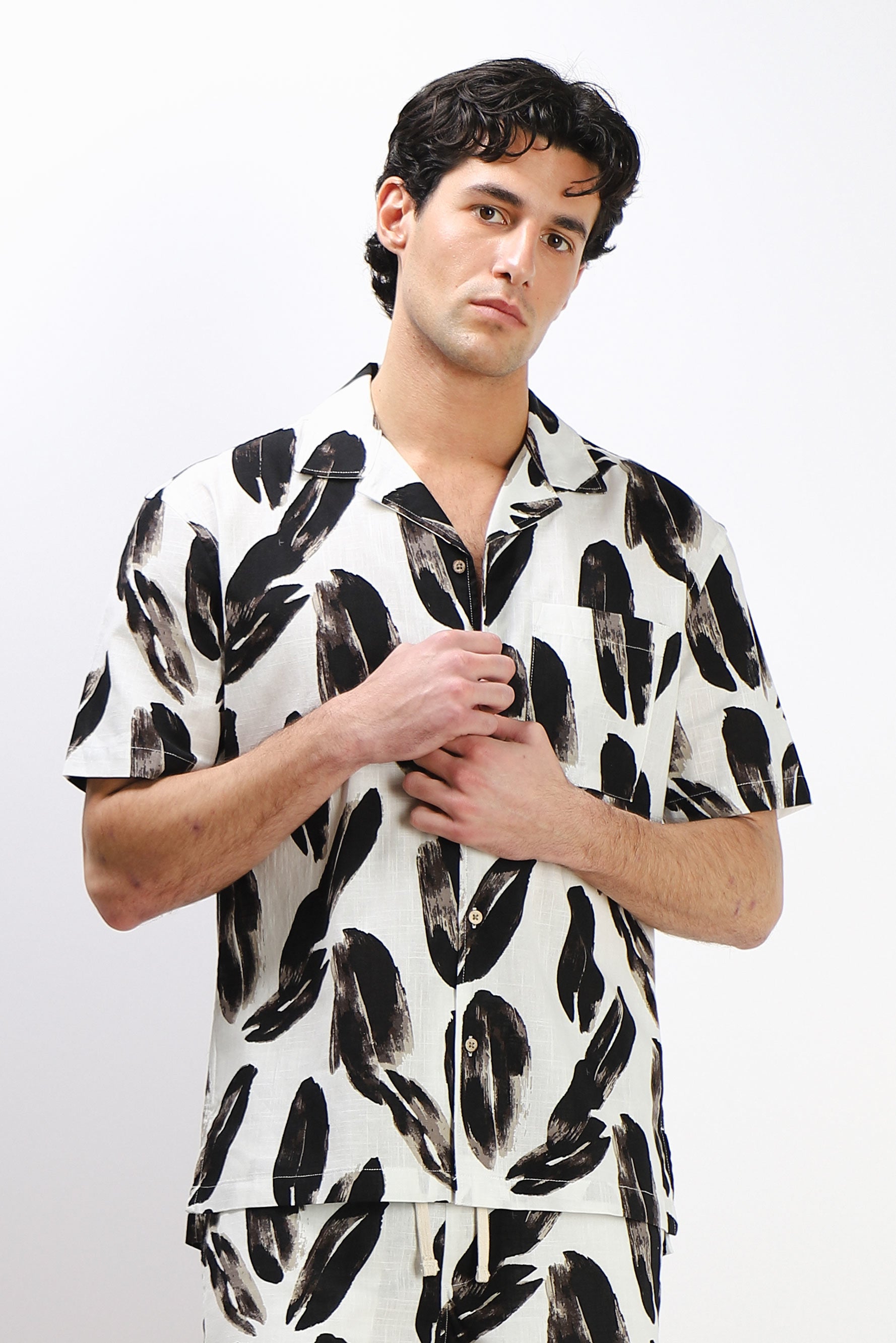 CAMICIA COLLO BOWLING MEZZA MANICA CON TASCHINO F BIANCO