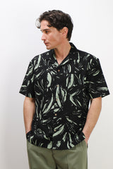 CAMICIA COLLO BOWLING MEZZA MANICA CON TASCHINO NERO