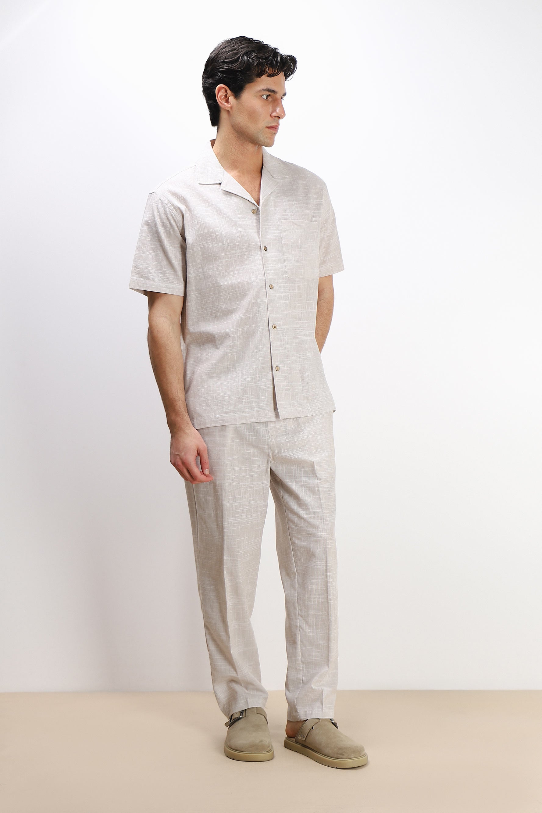 CAMICIA COLLO BOWLING MEZZA MANICA CON TASCHINO FANGO