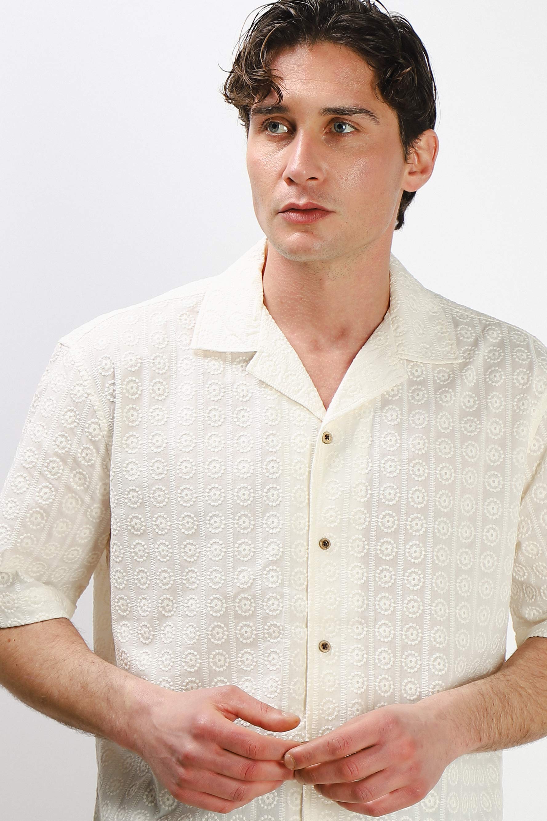 CAMICIA SAN GALLO MEZZA MANICA ECRU