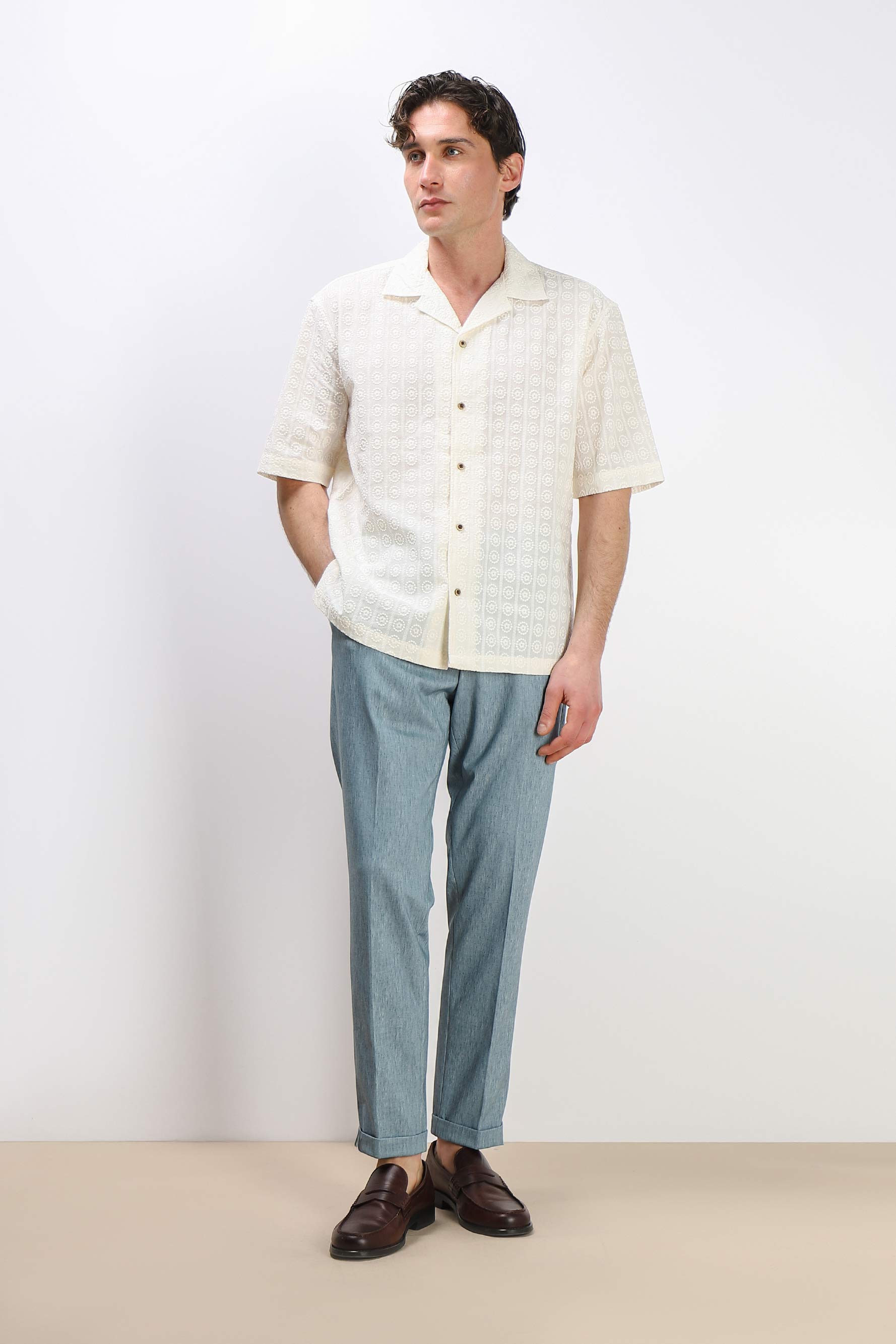 CAMICIA SAN GALLO MEZZA MANICA ECRU