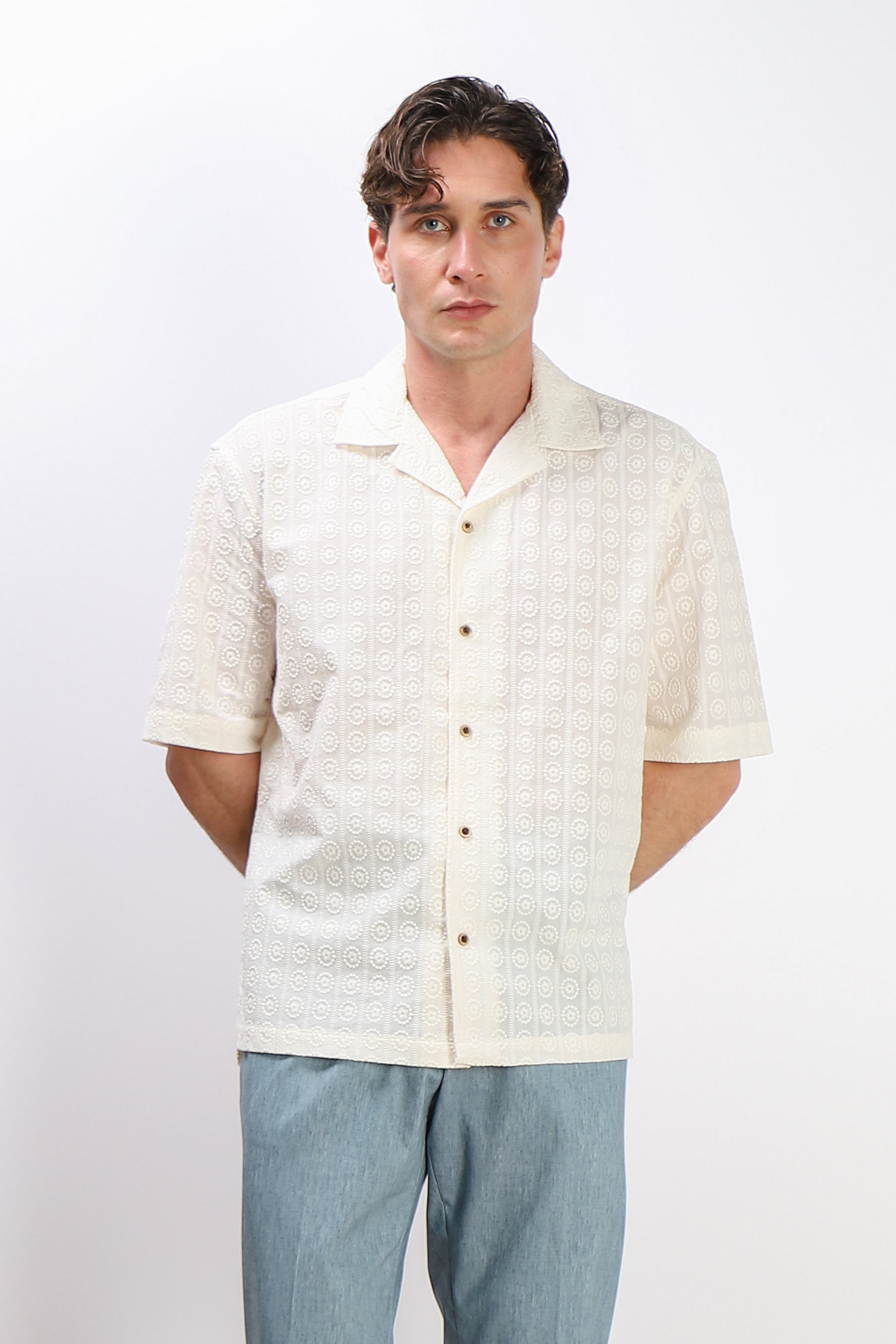 CAMICIA SAN GALLO MEZZA MANICA ECRU