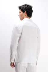 CAMICIA TASCHE FRONTALI COTONE SLUB BIANCO