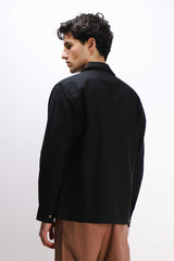 CAMICIA TASCHE FRONTALI COTONE SLUB NERO