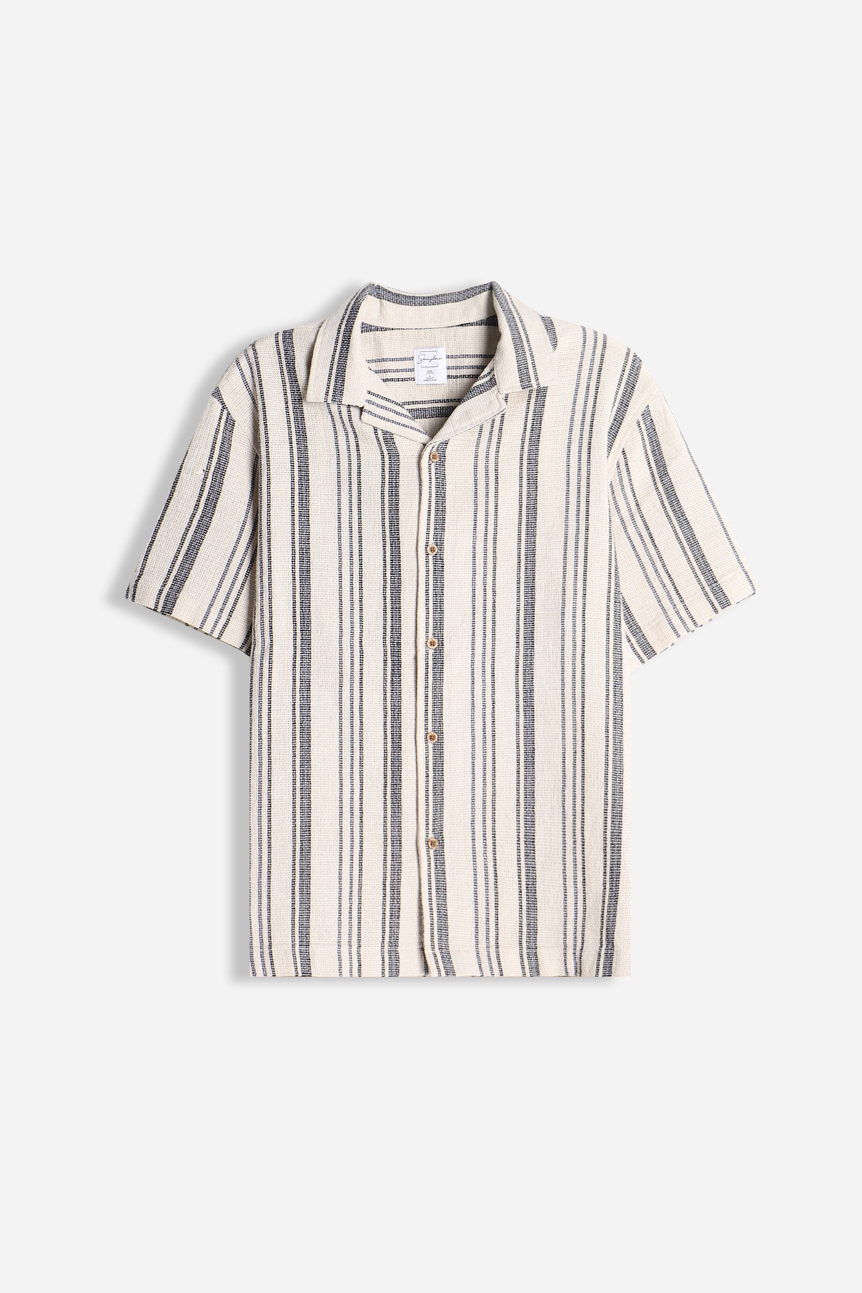 CAMICIA FANTASIA RIGHE MEZZA MANICA F-BEIGE