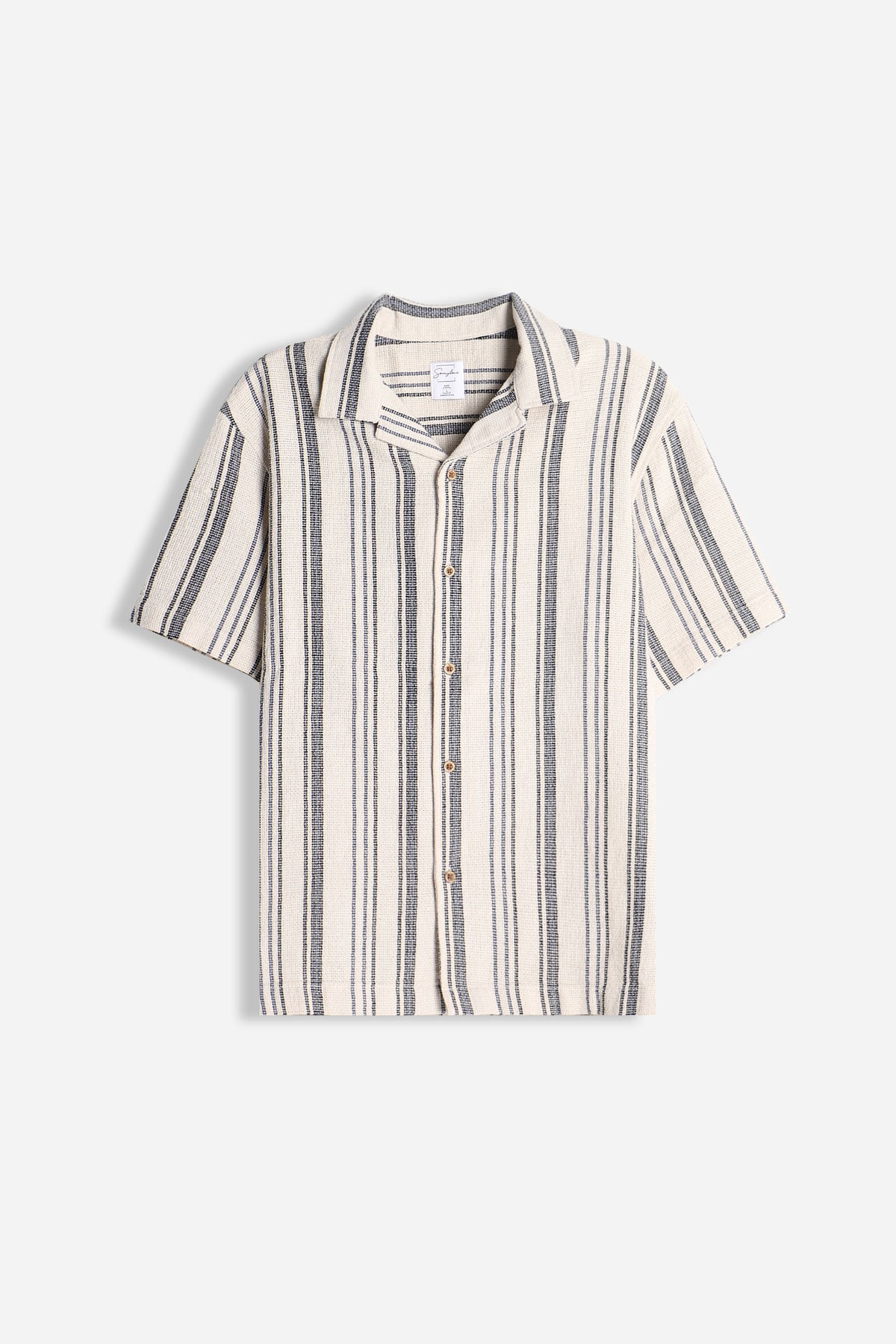 CAMICIA FANTASIA RIGHE MEZZA MANICA F-BEIGE