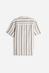 CAMICIA FANTASIA RIGHE MEZZA MANICA F-BEIGE