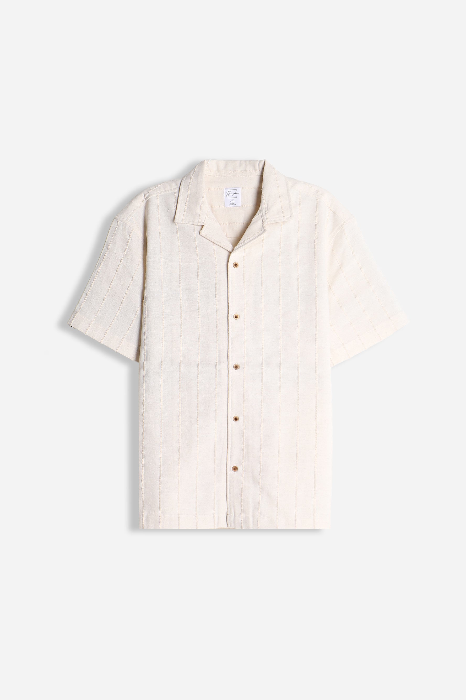 CAMICIA FANTASIA RIGHE MEZZA MANICA F ECRU