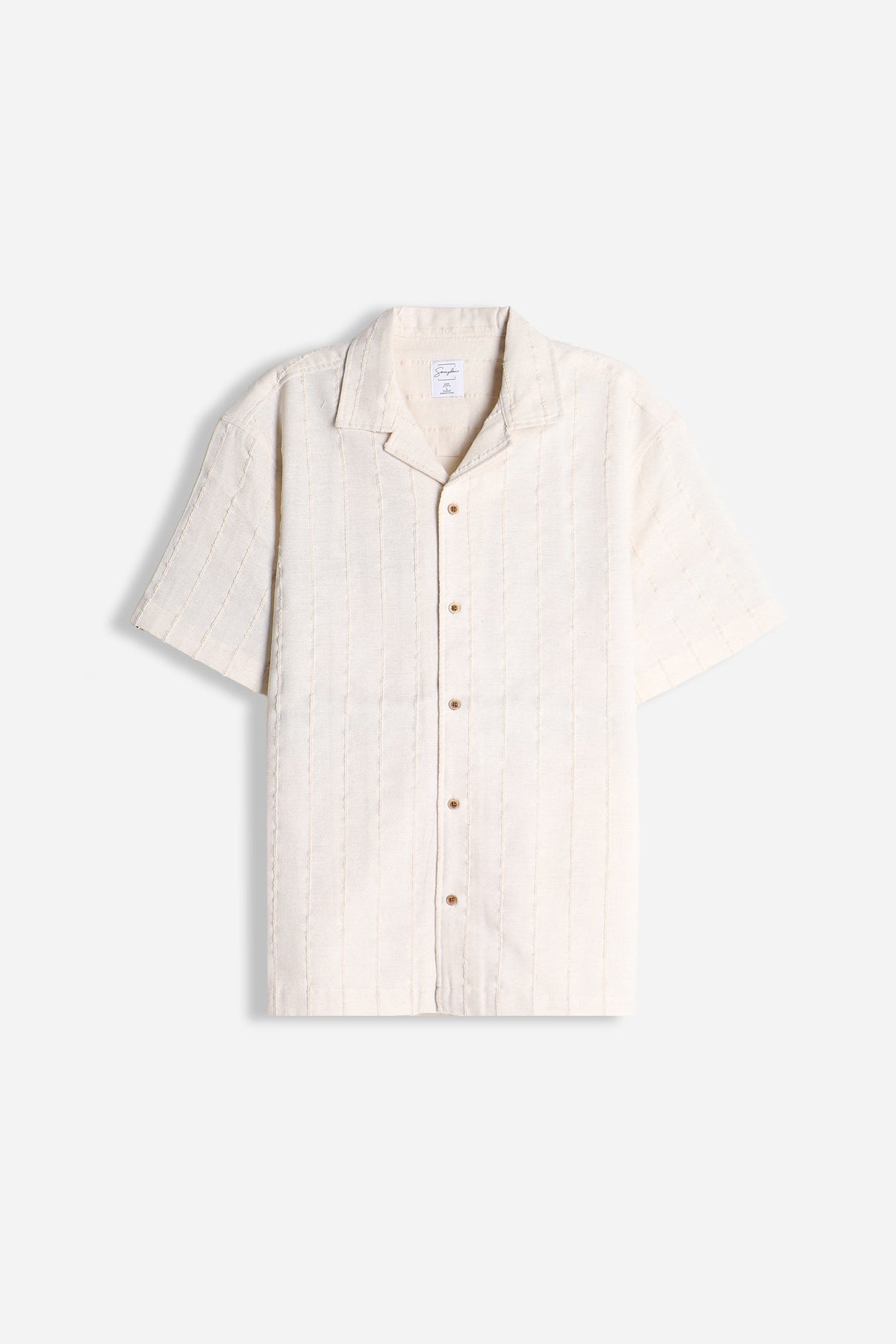 CAMICIA FANTASIA RIGHE MEZZA MANICA F ECRU