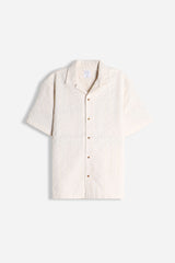 CAMICIA FANTASIA RIGHE MEZZA MANICA F ECRU