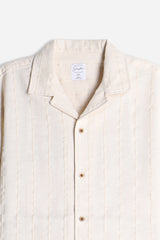 CAMICIA FANTASIA RIGHE MEZZA MANICA F ECRU