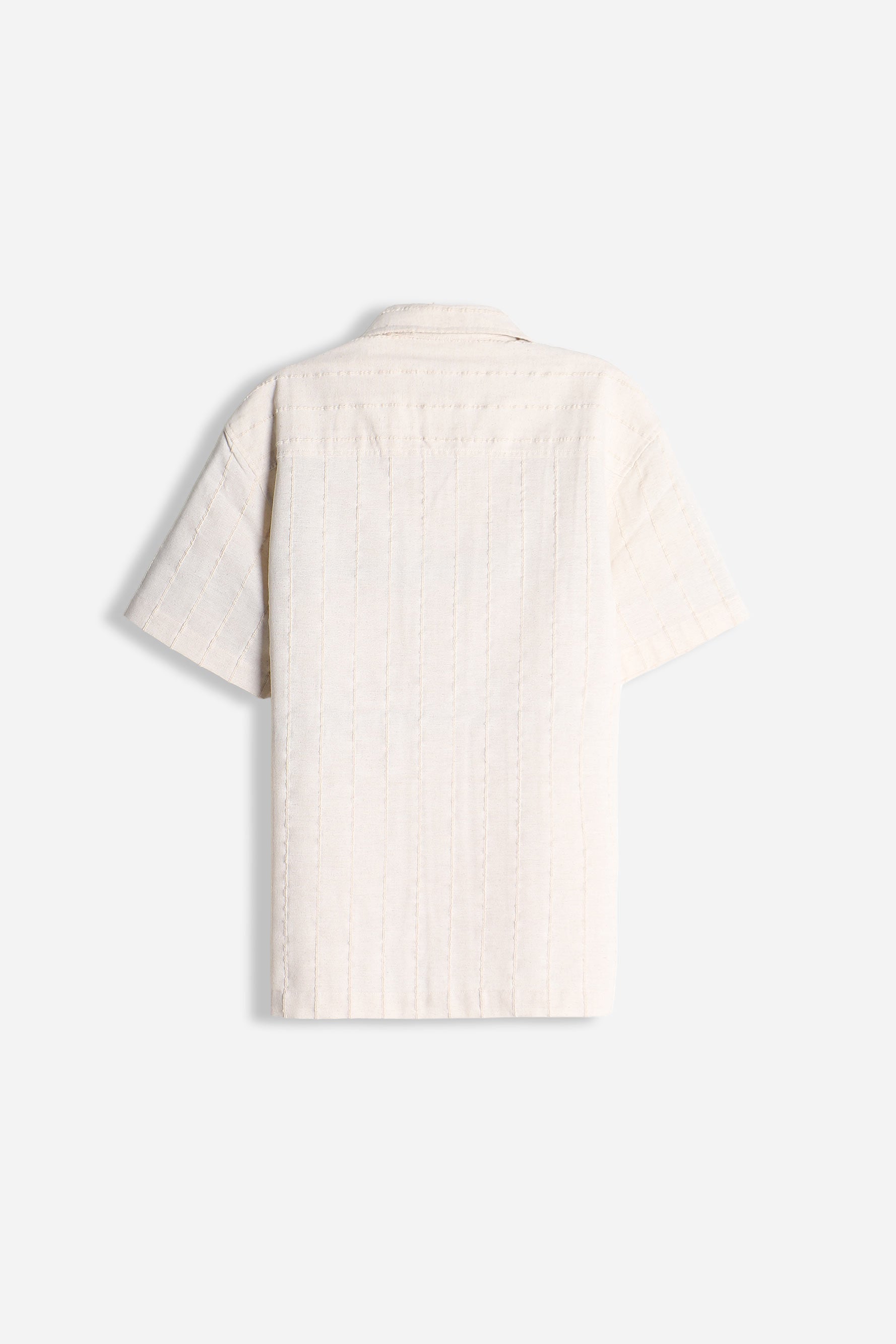 CAMICIA FANTASIA RIGHE MEZZA MANICA F ECRU