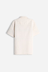 CAMICIA FANTASIA RIGHE MEZZA MANICA F ECRU