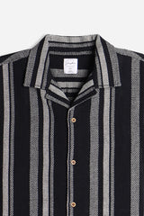 CAMICIA FANTASIA RIGHE MEZZA MANICA F NERO