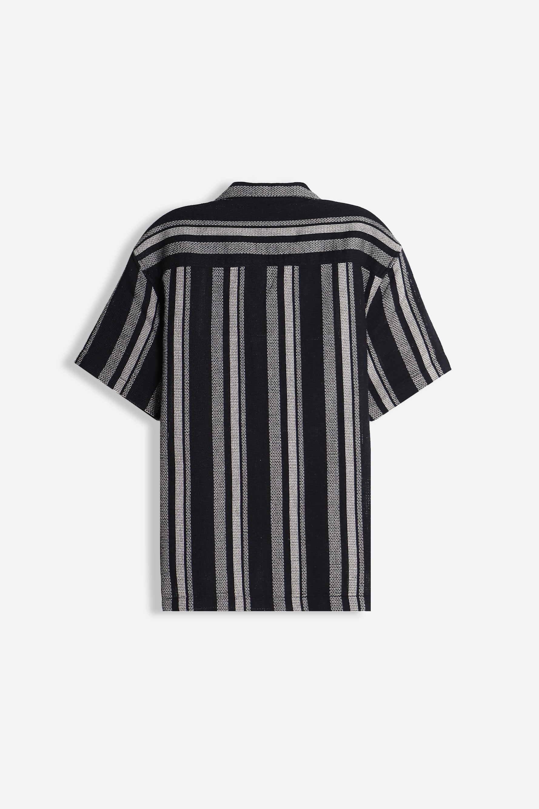 CAMICIA FANTASIA RIGHE MEZZA MANICA F NERO