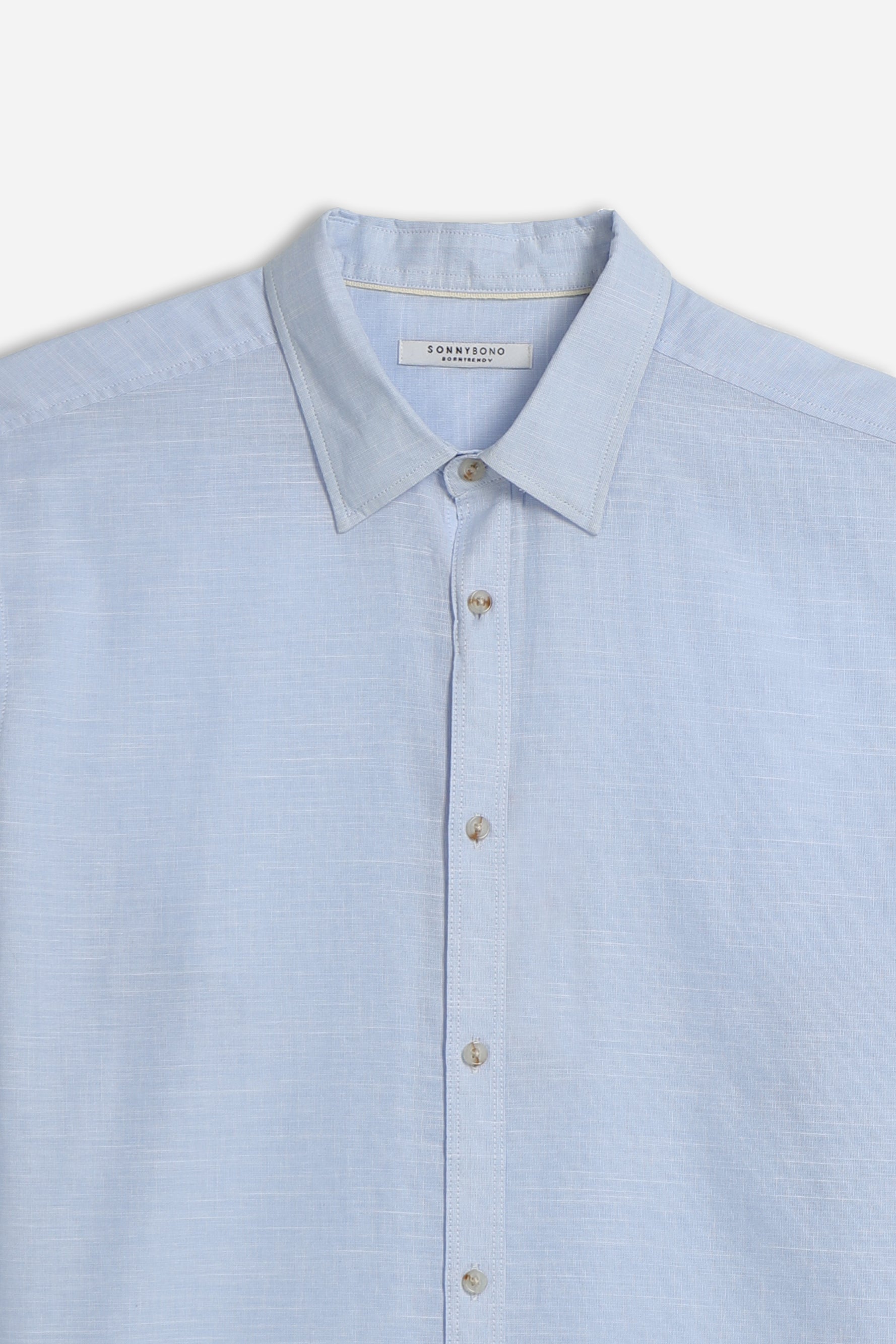 CAMICIA IN COTONE SLUB AZZURRO