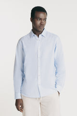 CAMICIA IN COTONE SLUB AZZURRO