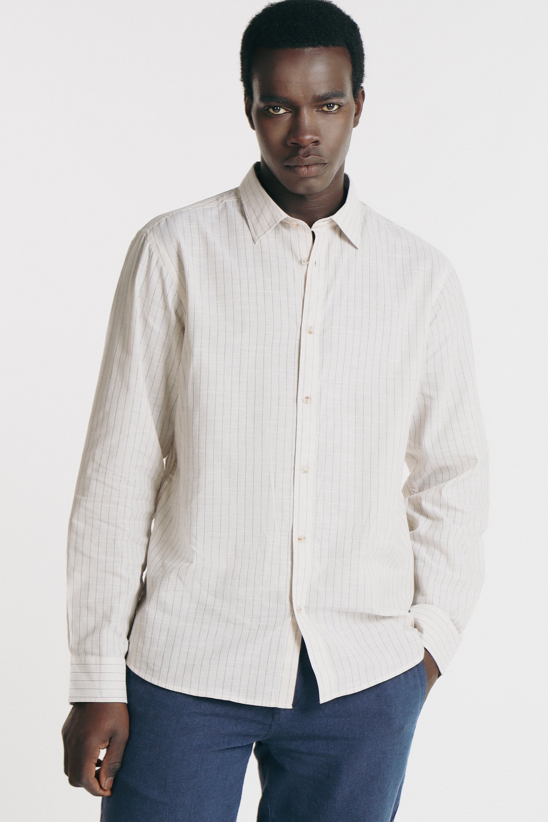 CAMICIA IN COTONE SLUB F-BEIGE