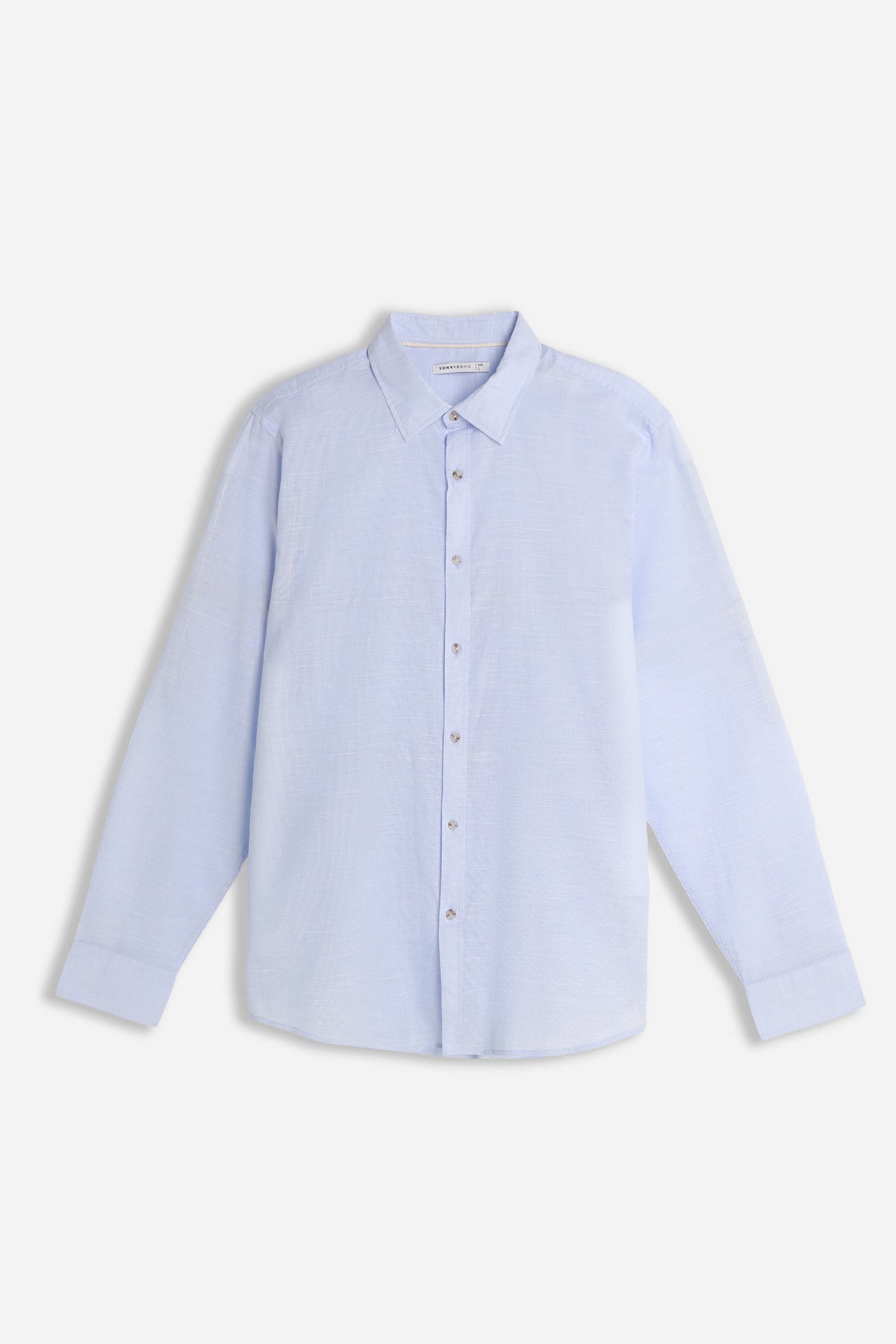 CAMICIA COTONE SLUB AZZURRO