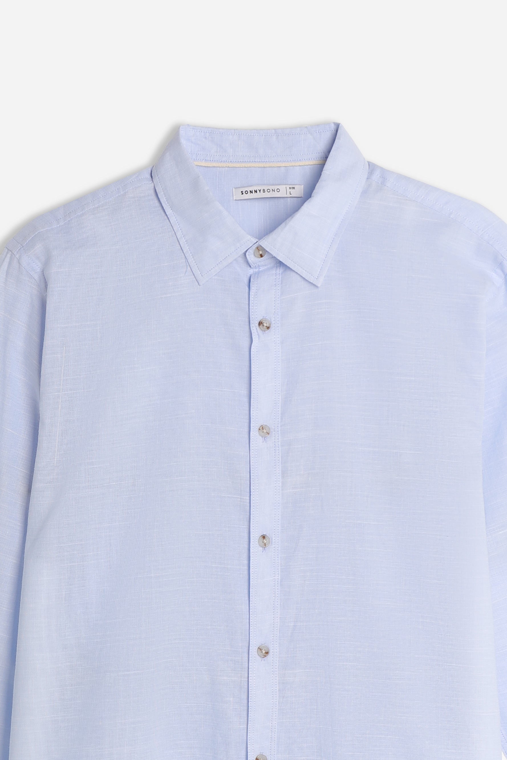 CAMICIA COTONE SLUB AZZURRO