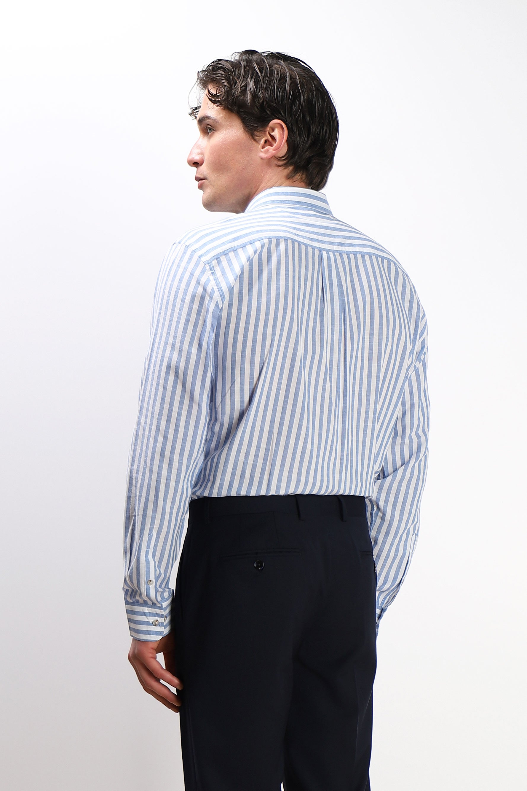 CAMICIA COTONE SLUB CELESTE