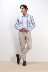 CAMICIA COTONE SLUB F AZZURRO