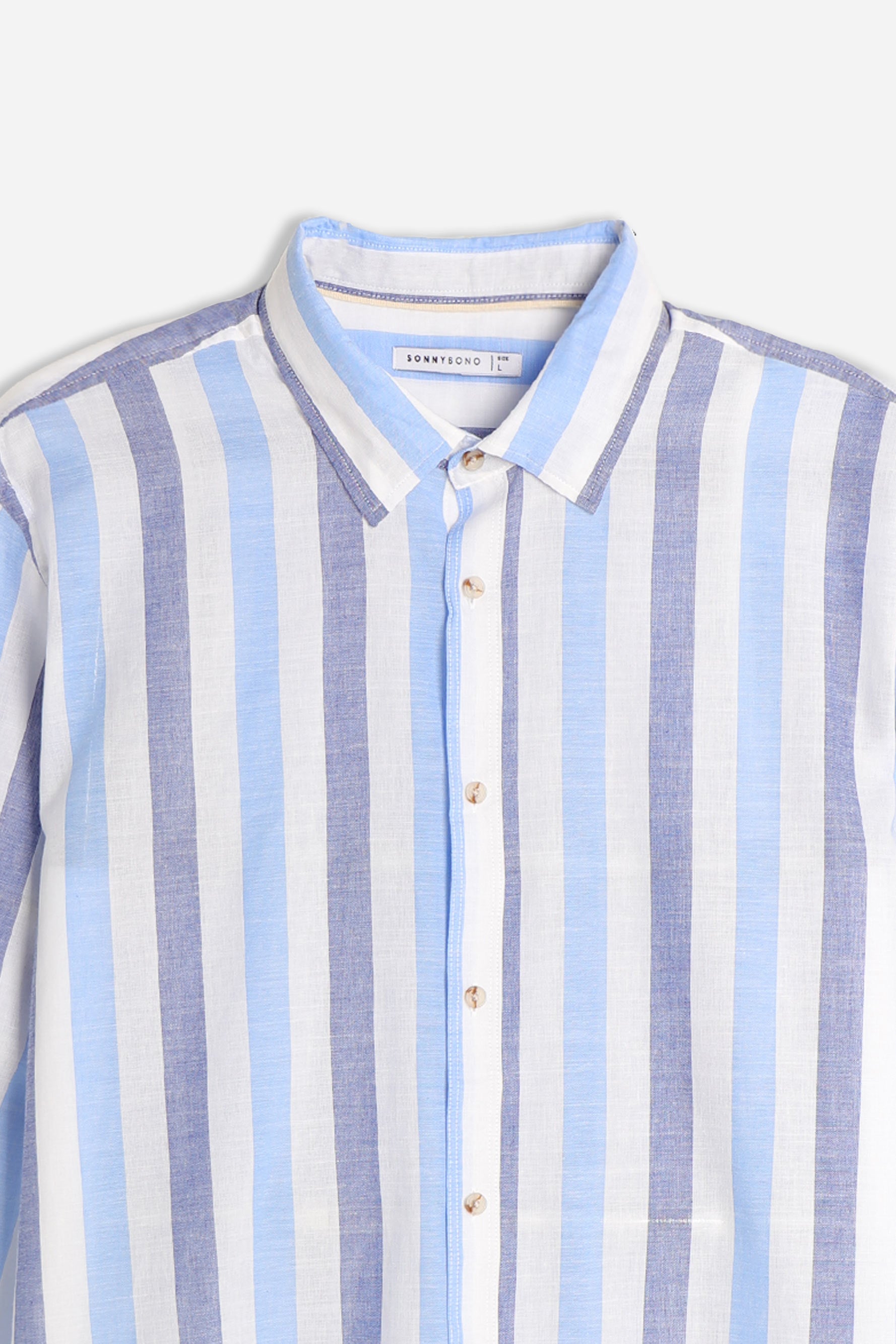CAMICIA COTONE SLUB F AZZURRO