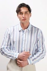 CAMICIA COTONE SLUB F AZZURRO