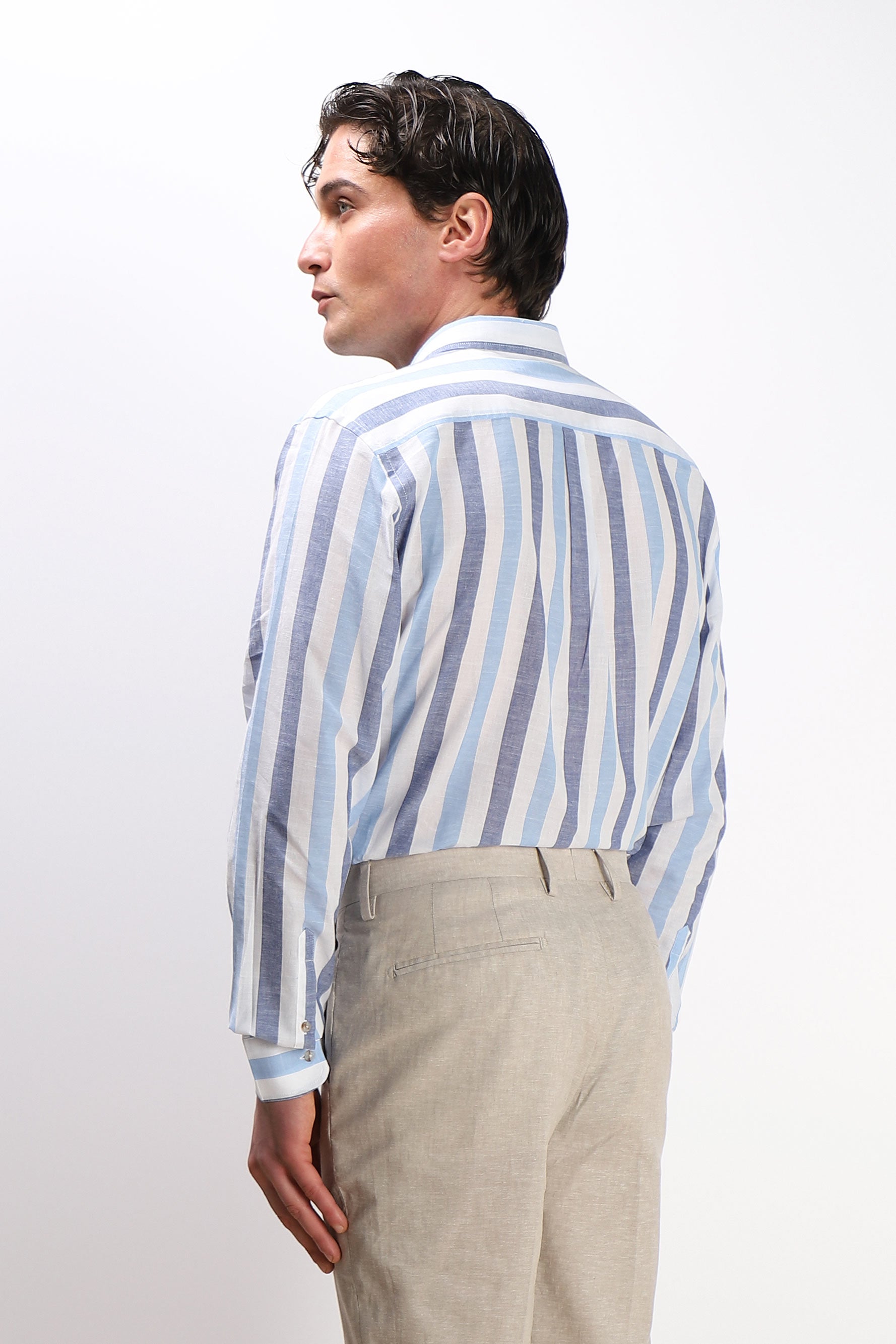 CAMICIA COTONE SLUB F AZZURRO