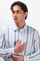 CAMICIA COTONE SLUB F AZZURRO