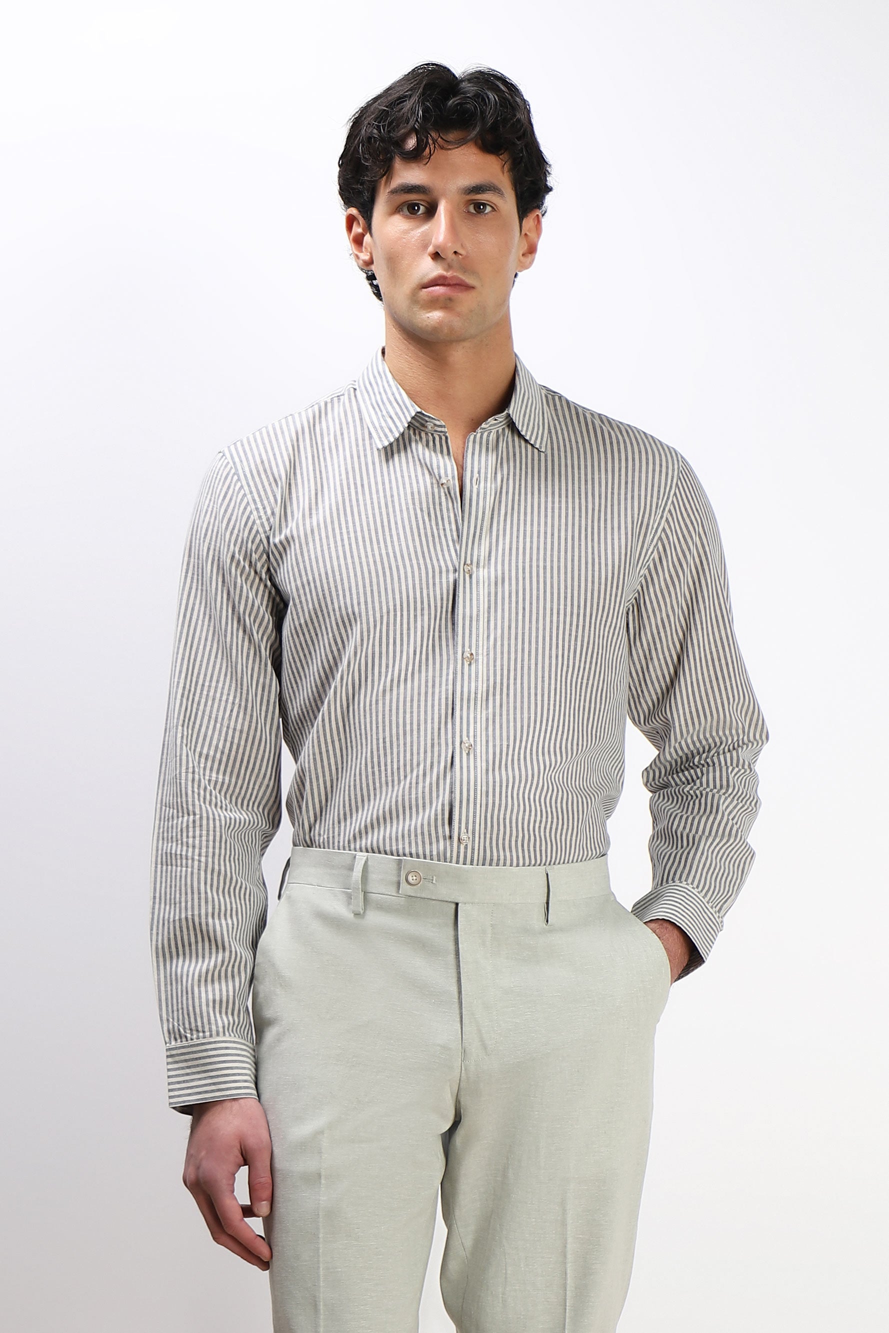 CAMICIA COTONE SLUB BEIGE