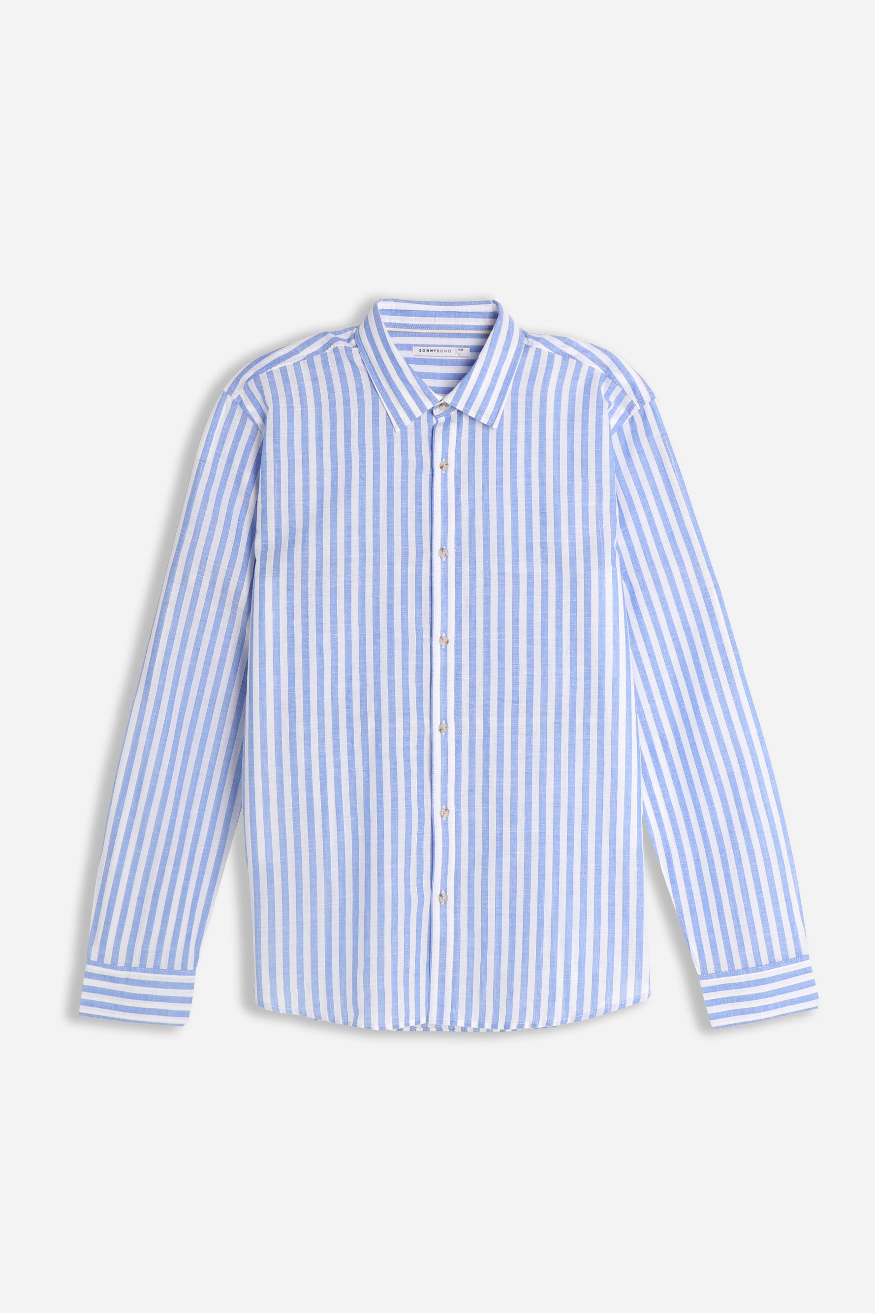 CAMICIA COTONE SLUB CELESTE